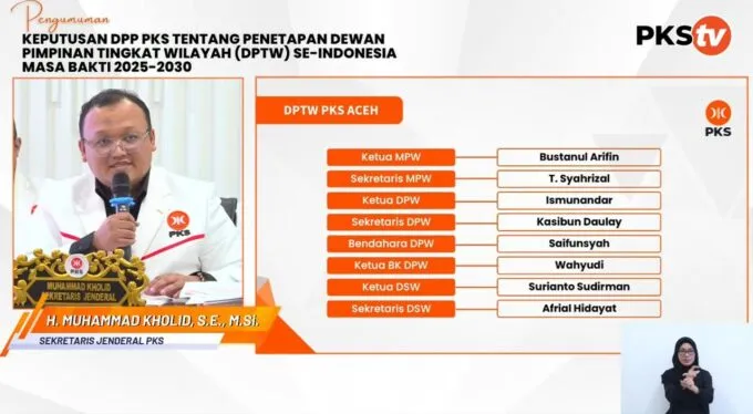 Gantikan Makhyaruddin Yusuf, DPP PKS Tetapkan Ismunandar Sebagai Ketua PKS Aceh