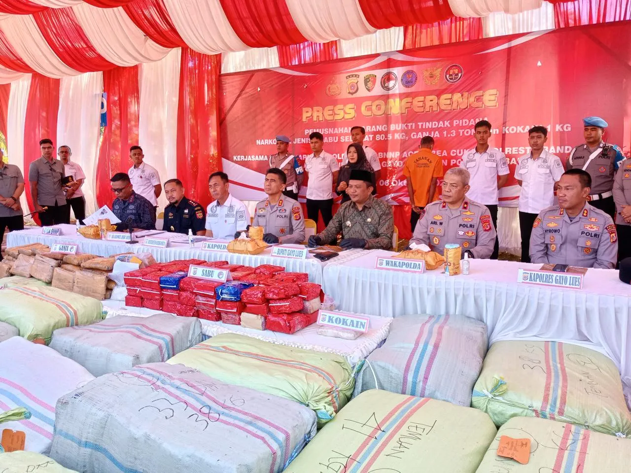 Polda Aceh Berhasil Ungkap 80,5 Kg Sabu dan 1,3 Ton Ganja Selama Tiga Bulan Terakhir