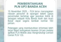 Listrik Padam Serentak di Aceh, PLN Kerahkan Ratusan Personel untuk Pemulihan