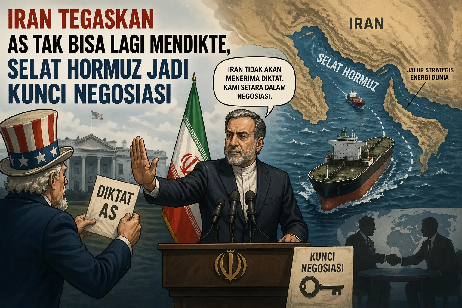 Iran Tegaskan AS Tak Bisa Lagi Mendikte, Selat Hormuz Jadi Kunci Negosiasi