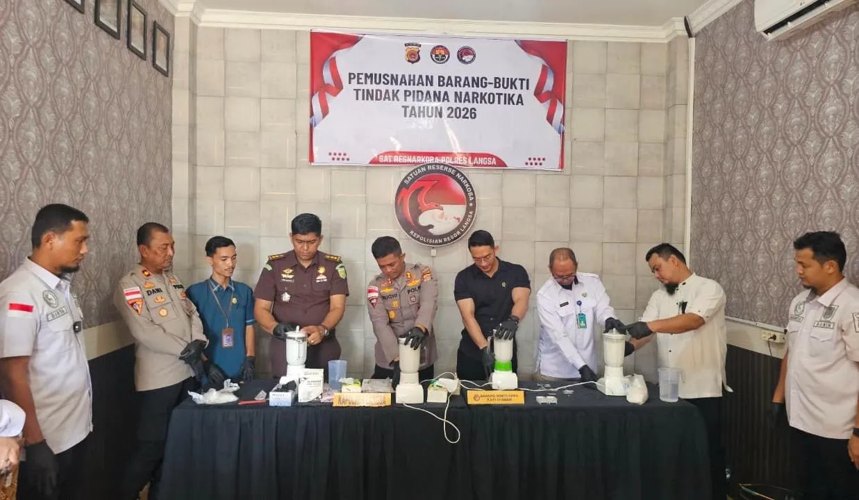 Polres Langsa Gagalkan Peredaran 2,5 Kg Sabu, Delapan Tersangka Terancam Hukuman Mati