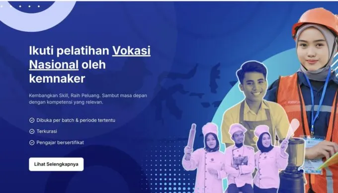 Kemnaker Buka Pelatihan Vokasi Nasional 2026 Batch 2, Kuota 30 Ribu Peserta