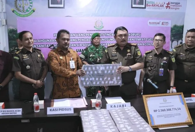 Kejari Eksekusi Rp2,56 Miliar Uang Pengganti Kasus Wastafel Aceh