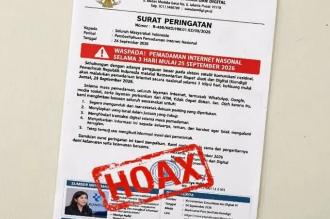 Beredar Hoax, Komdigi Pastikan Internet dan Layanan Perbankan Tetap Normal 25-27 September